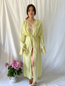 Vintage 70s hand dyed green cotton robe