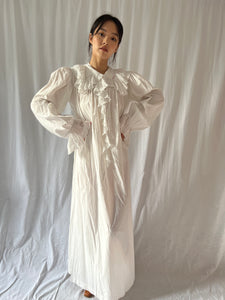 Antique Victorian dressing nightgown white cotton « Marthe »