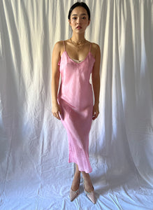 Vintage bubblegum pink rayon slip dress
