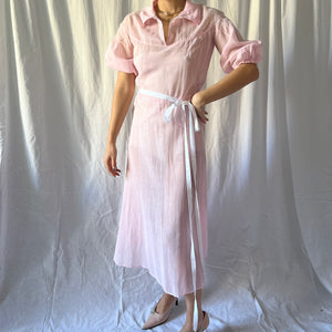1930s cotton voile pink organza dress