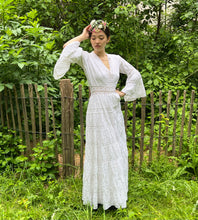 Load image into Gallery viewer, Vintage 70s white Mexican wedding dress pintuck lace