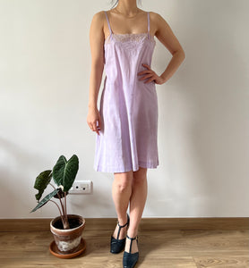 Antique 20s lilac dyed cotton lace mini dress