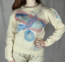 Load image into Gallery viewer, Vintage handmade mohair butterfly sweater