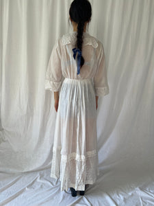 Antique Edwardian lawn dress cotton lace