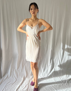 Vintage 1940s silk slip dress white