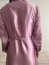 Load image into Gallery viewer, Rare quilted French vintage prune satin robe