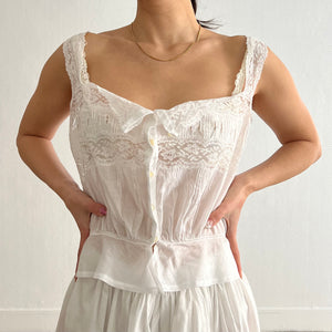 Antique Victorian lace cotton white top