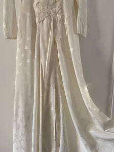 Vintage 40s white rayon floral wedding dress