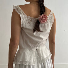 Load image into Gallery viewer, Antique Edwardian lace trims white cotton top