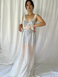 Vintage 50s sheer maxi butterfly dress