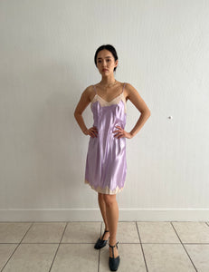 Vintage 40s satin and lace violet slip dress