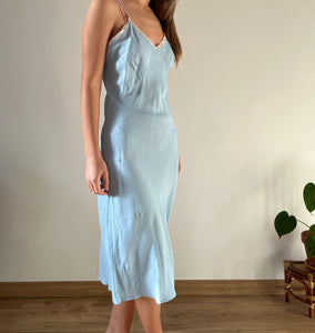 1930s blue silk slip dress