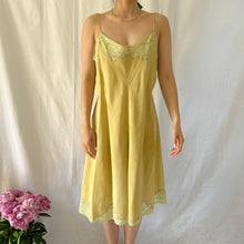 Load image into Gallery viewer, Vintage 40s hand dyed chartreuse green silk slip