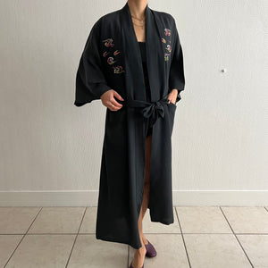 Vintage 60s Chinese black dragon kimono