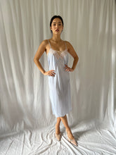 Load image into Gallery viewer, 1940s light blue lace silk slip dress