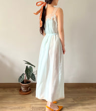 Load image into Gallery viewer, Vintage 30s mint blue silk chiffon lace dress