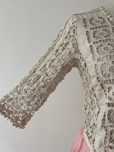Antique Victorian crocheted off-white blouse