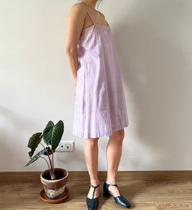 Antique 20s lilac dyed cotton lace mini dress