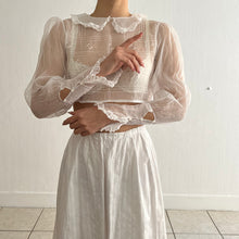 Load image into Gallery viewer, Antique organza white sheer blouse