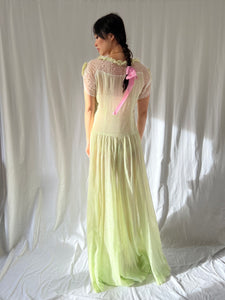 Vintage 1940s sheer apple green dress