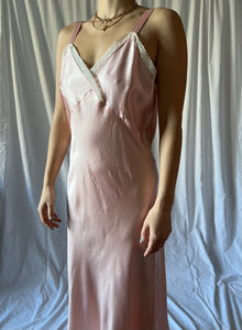 1930s silk slip dress salmon pink lace