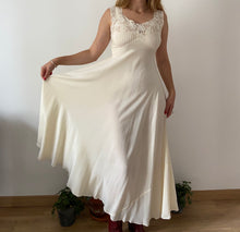Load image into Gallery viewer, 40s cream silk slip dress