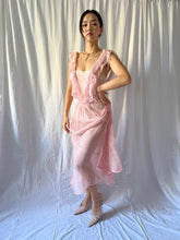 Load image into Gallery viewer, 1930s silk chiffon blush floral ruffled dress