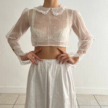 Load image into Gallery viewer, Antique organza white sheer blouse