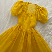 Load image into Gallery viewer, Vintage 1930s hand dyed organza sunflower dress
