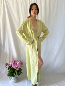 Vintage 70s hand dyed green cotton robe