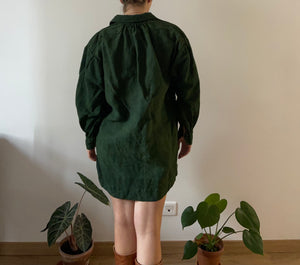 20s men’s shirt flax linen dyed in green