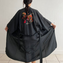 Load image into Gallery viewer, Vintage 60s Chinese black dragon kimono