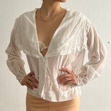 Load image into Gallery viewer, Antique Edwardian cotton voile white lace blouse