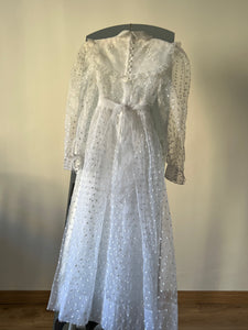 Antique white organza heart embroidery pattern dress