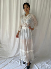 Load image into Gallery viewer, Antique Edwardian lawn dress cotton lace