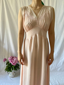 Vintage 1930s silk and tulle blush pink dress