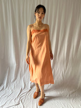 Load image into Gallery viewer, Antique 1920s silk and lace orange dyed dress