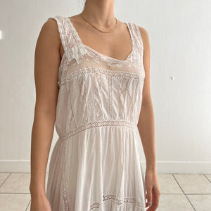 Antique Edwardian cotton and lace white summer dress