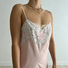 Load image into Gallery viewer, Vintage 1920s silk lace pink ribbon teddy