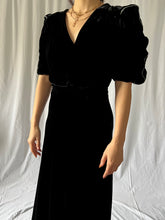 Load image into Gallery viewer, 1930s bias black silk velvet evening dress