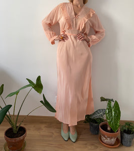 40s peach liquid slip long sleeves