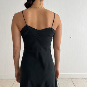 1950s silk handmade black slip dress