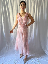 Load image into Gallery viewer, 1930s silk chiffon blush floral ruffled dress