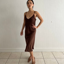 Load image into Gallery viewer, Vintage 90s brown silk slip dress