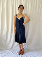 Load image into Gallery viewer, Vintage 50s dark blue slip dress