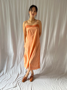 Antique 1920s silk and lace orange dyed dress