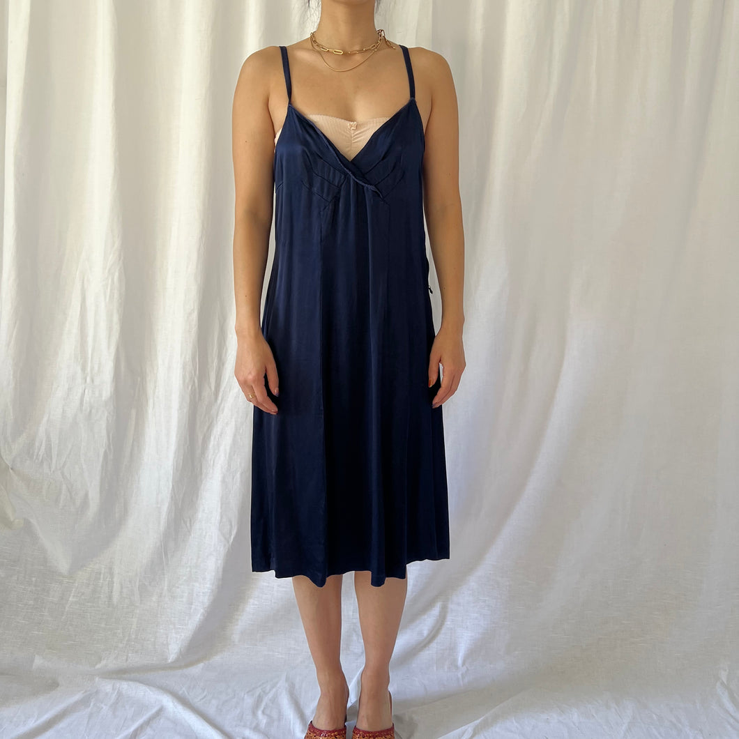 Vintage 50s dark blue slip dress