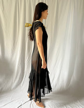 Load image into Gallery viewer, 1930s black silk chiffon handmade dress