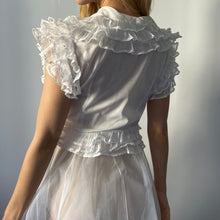 Load image into Gallery viewer, Vintage 1930s white cotton organza ruffle blouse