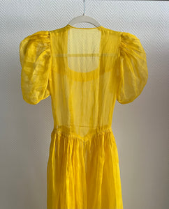 Vintage 1930s hand dyed organza sunflower dress